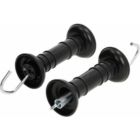 Cyclingcolors – Lot de 2 poignées de clôture électrique noires – Isolateur pour portillon et portail – Connexion sécurisée pour chevaux, vaches, gibier, chiens, poules