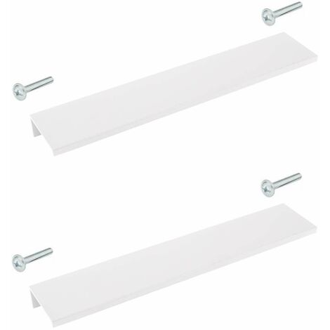 Cyclingcolors – Lot de 2 poignées de meuble métal finition blanc mat 180mm – Entraxe 160mm à visser – Design extra plat moderne pour cuisine et salle de bain