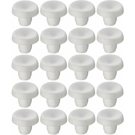 Cyclingcolors – Lot de 20 amortisseurs de butée en plastique Delrin blanc 5mm – Réduction des chocs – Fixation facile dans trous de 5mm – Pour meubles et portes