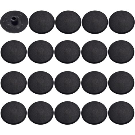 Cyclingcolors – Lot de 20 cache vis plastique noir – Tête plate CHC FHC 15mm – 6 pans creux Allen SW4 – Dimensions: d=4mm, D=17mm, l=3mm