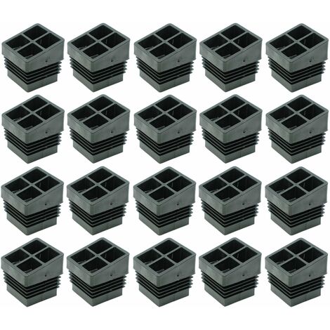 Cyclingcolors – Lot de 20 embouts de tube rentrant carré incliné à ailettes antidérapants – PELD noir – Dimensions 30 x 30mm – Pour tubes 26 à 28mm