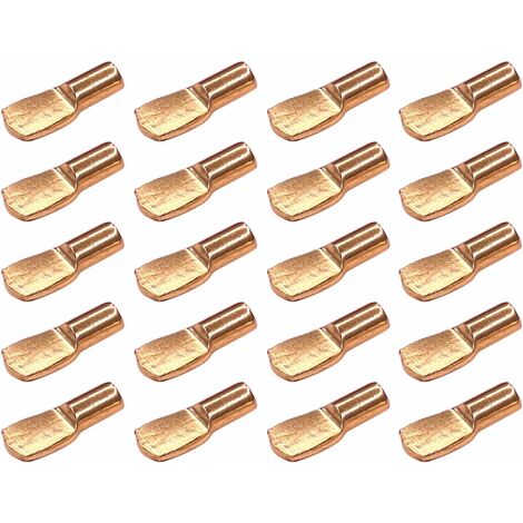Cyclingcolors – Lot de 20 taquets de rayon 5mm en acier finition laitonnée – Capacité de charge 80 kg – Pour meubles en bois et étagères