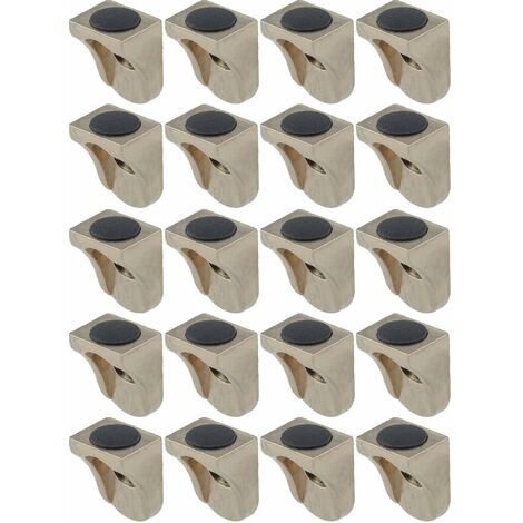 Cyclingcolors – Lot de 20 taquets en alliage zingué à visser Ø4mm – Finition nickelée – Revêtement amortisseur plastique – Pour tablettes bois et verre