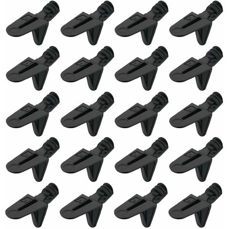 Cyclingcolors – Lot de 20 taquets en alliage zingué noir passivé – Équerre à encastrer Ø5mm avec 2 encoches – Capacité de charge 9,4kg par pièce