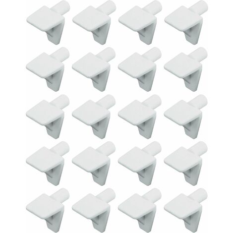 Cyclingcolors – Lot de 20 taquets équerres à tenon 5mm – Plastique blanc pour assemblage meuble – Capacité de charge jusqu'à 75 kg – Compatible bois et verre