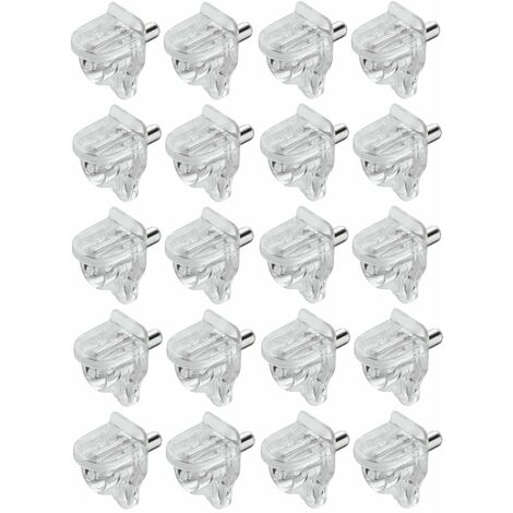Cyclingcolors – Lot de 20 taquets plastiques transparents à tenon acier 3mm – Capacité de charge 2kg par pièce – Pour tablettes bois et verre