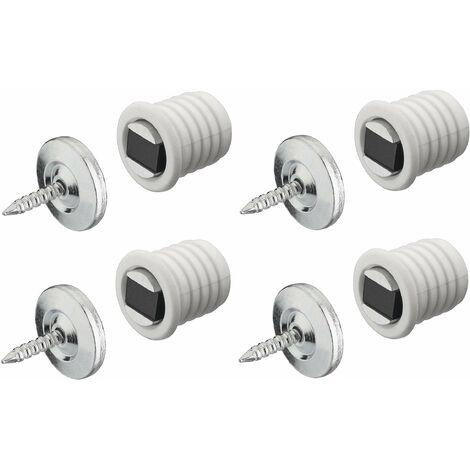 Cyclingcolors – Lot de 4 loqueteaux magnétiques ronds à visser – Acier blanc – Pour meubles et placards – Installation facile et discrète