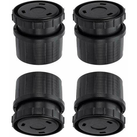 Cyclingcolors – Lot de 4 pieds de table ajustables Ø60mm – Hauteur 55mm (± 25mm) – Plastique noir pour meubles TV, canapés, buffets, armoires, bureaux