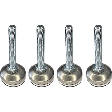 Cyclingcolors – Lot de 4 pieds réglables en acier inox – Patin téflon PTFE pour surfaces sensibles – Effort statique 300 kg – Longueur tige M10x50mm
