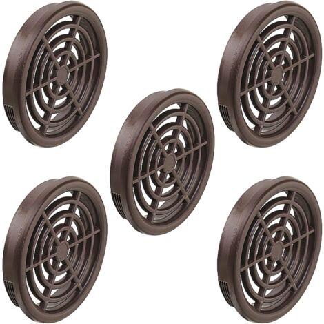 Cyclingcolors – Lot de 5 grilles de ventilation aération ronde en plastique diamètre 43mm – Hauteur 7mm – Cache protection pour plafond et mur – Marron foncé