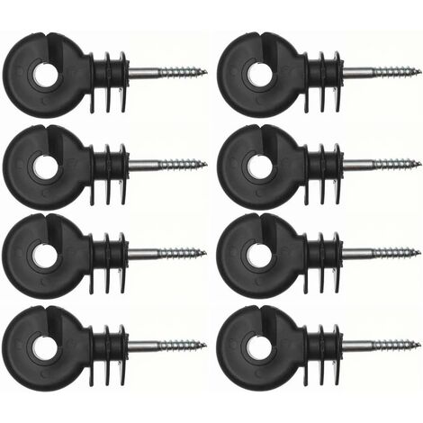 Cyclingcolors – Lot de 8 isolateurs de clôture électrique noir à visser – Pour piquets en bois – Longueur vis 40mm – Diamètre vis 6mm – Pour bétail, chèvres, poules, chevaux, chiens