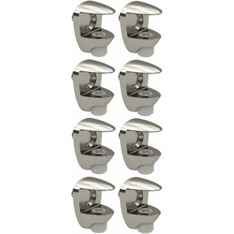 Cyclingcolors – Lot de 8 taquets métal pour tablette verre 8-10mm – Finition nickelée – Vis de réglage pour installation facile – Support placard meuble