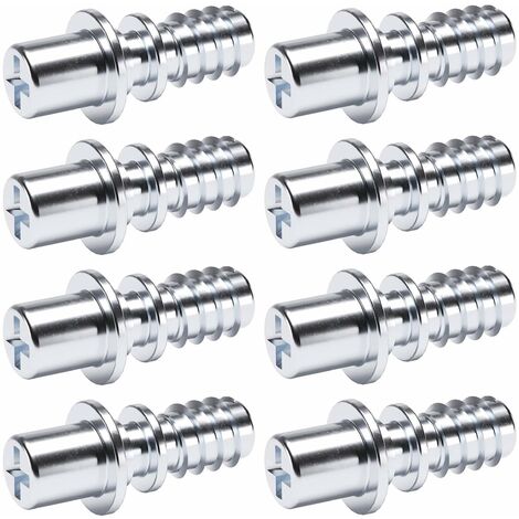 Cyclingcolors – Lot de 8 vis EURO en acier zingué – Épaulement pour trou Ø5mm – Fixation précise pour meubles et étagères – Tige filetée bois cruciforme