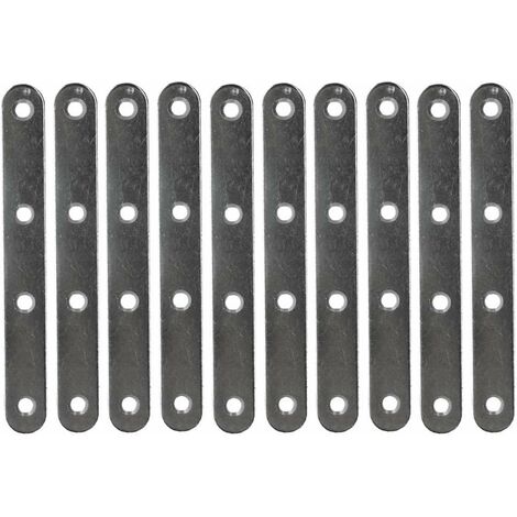 Cyclingcolors – Patte d'assemblage droite perforée en zinc blanc – Lot de 10 – Bouts ronds – 100x15x2mm – Fixation meuble lit bureau