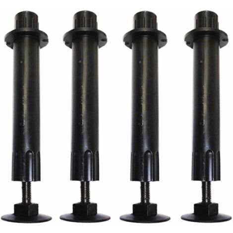 Cyclingcolors – Pieds de lit réglables 160mm – Hauteur ajustable jusqu'à 260mm – Tube en plastique noir – Lot de 4 pour cadre de lit