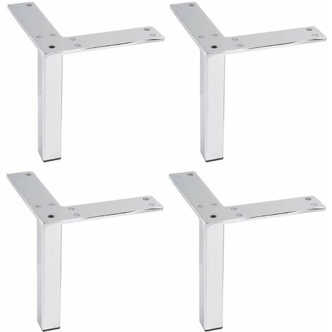 Cyclingcolors – Pieds de meuble angle droit 4x 126mm – Acier finition chrome poli – A visser pour coins de meuble – Installation rapide