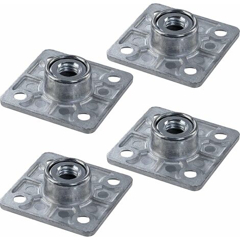 Cyclingcolors – Plaque de fixation carrée 47,5 x 47,5mm – Filetage M8 pour pied de table – Alliage zingué – Vissage rapide avec ressort intégré