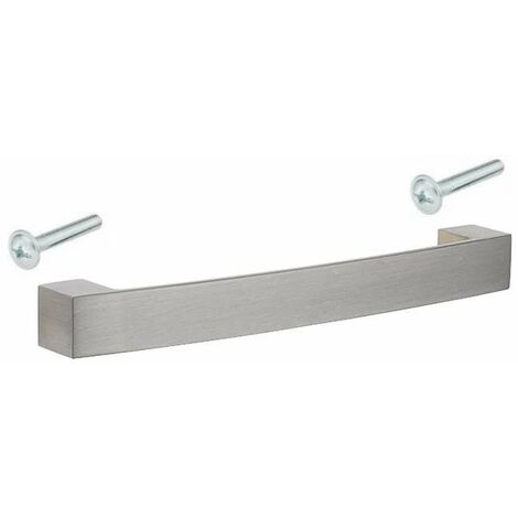 Cyclingcolors – Poignée de meuble métal finition imitation inox 146mm – Entraxe 128mm – Hauteur 28mm – Vis incluses pour tiroirs et armoires