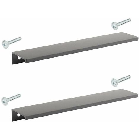 Cyclingcolors – Lot de 2 poignées de meuble métal noir mat 180mm – Entraxe 160mm – Design extra plat pour cuisine et salle de bain