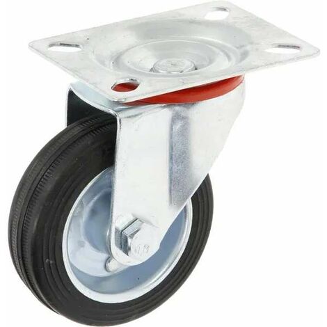 Cyclingcolors – Roue pivotante 75mm – Capacité 50kg – Pneu caoutchouc – Jante acier pour chariots et meubles – Roulement durable