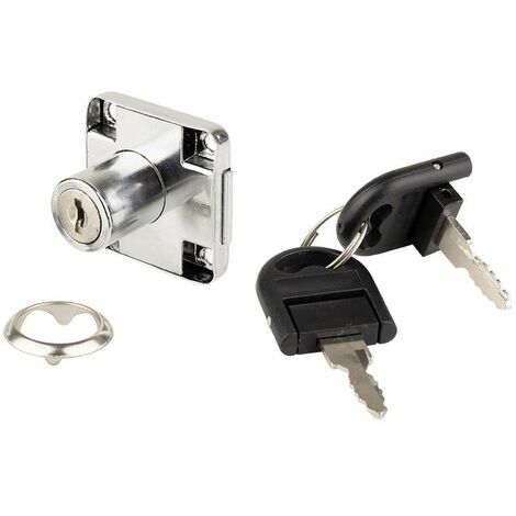 Cyclingcolors – Serrure à pêne dormant acier chromé – 2 clés pliantes coudées 90° – Gâche cylindre à paillettes – Axe 25,7 mm pour meubles