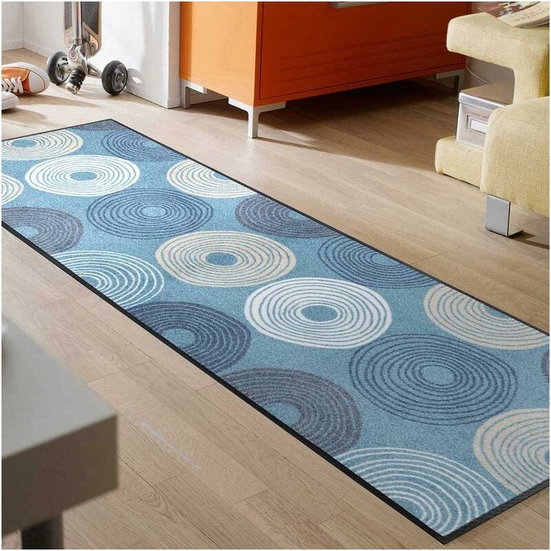 

Moderna alfombra de ciclo kt en poliamida azul. - Bleu