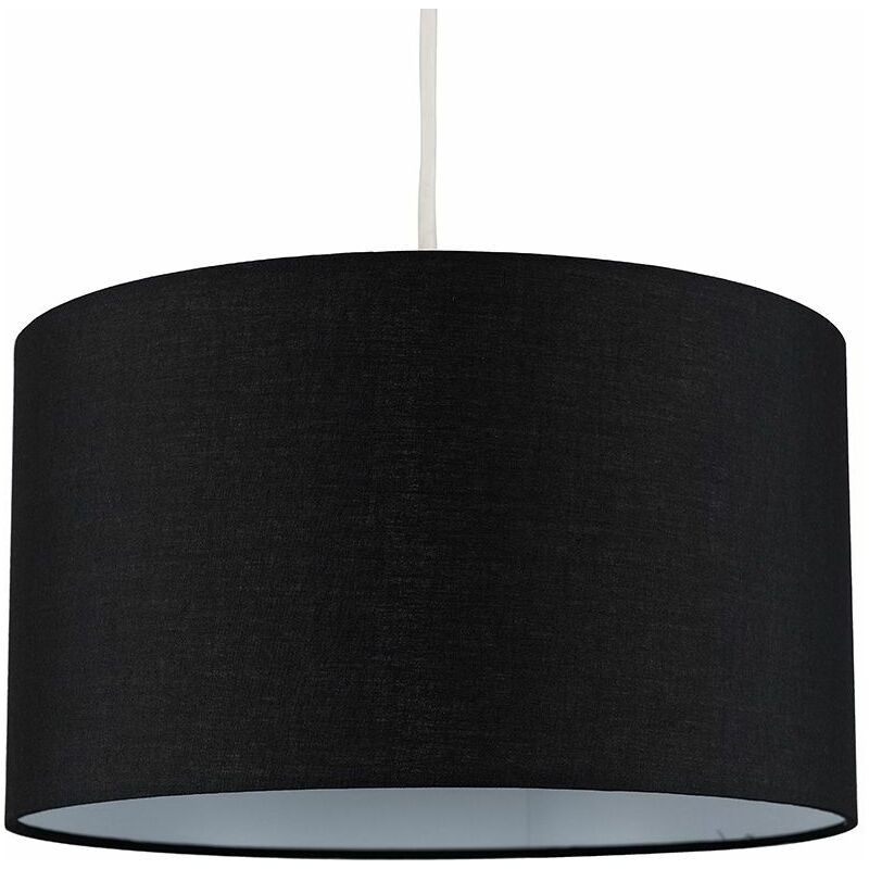 Minisun - Reni Fabric Drum Light Shade - Black - 35cm