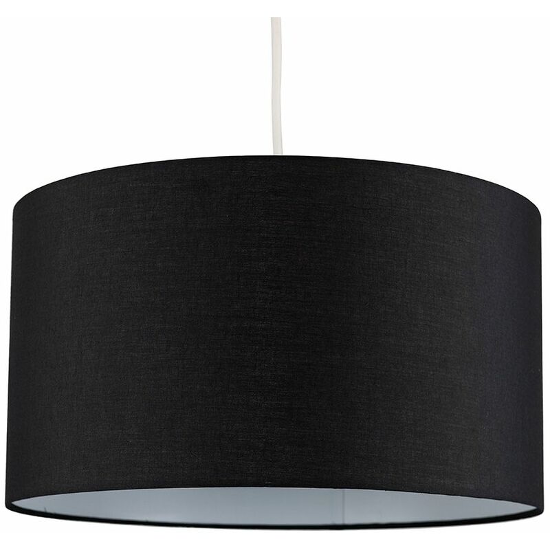 Minisun - Reni Fabric Drum Light Shade - Black - 45cm
