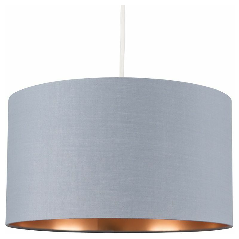 Minisun - Reni Fabric Drum Light Shade - Grey & Copper - 35cm
