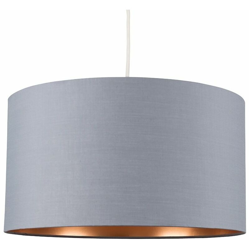 Minisun - Reni Fabric Drum Light Shade - Grey & Copper - 45cm