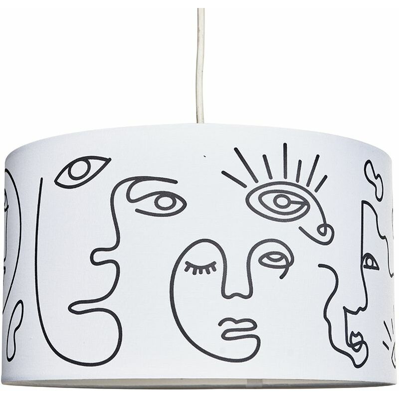 Minisun - 35cm Ceiling / Table Light Shade Lampshade - Abstract Face