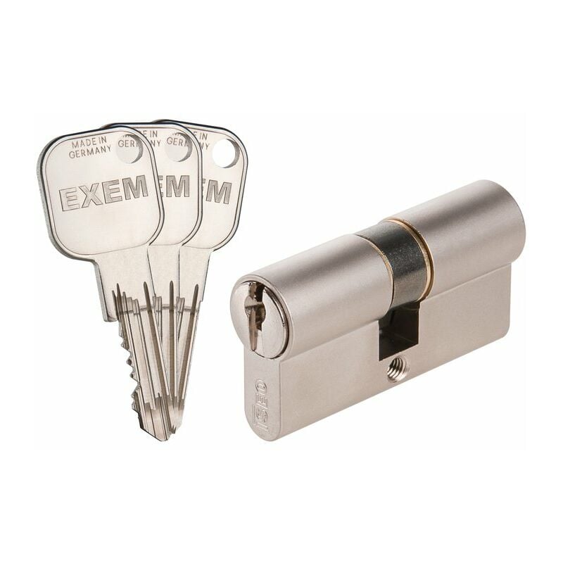 Cylindre 2 entrées F9 Exem Laiton nickelé - Varié - 35 x 30 mm