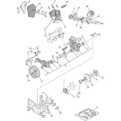 Cylindre à piston tronçonneuse P352S P350 350Q A350 XC35 183070002/0 GGP 395035