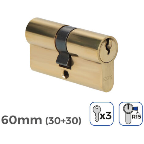Cylindre De Porte 60mm (30+30MM) Largeur De Came R15 3 Clés Inclus Edm