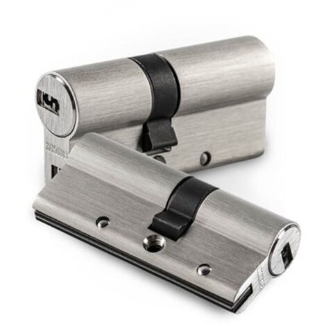 Cylindre de sécurité "R15" 30x30 mm avec système à 10 pistons en laiton nickelé (comprend 5 clés)