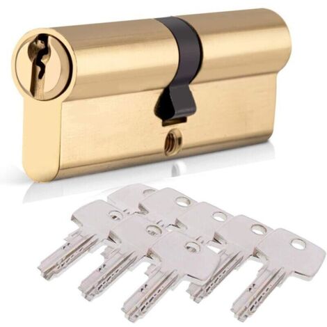 Cylindre de Serrure 40/40 (80mm), HOMEK Serrure à Doublé Cylindre Porte Cylindre Européen avec 8 Clés, Finition en Laiton, Serrure de Porte Antichoc Anti-Perçage Anti-Pique
