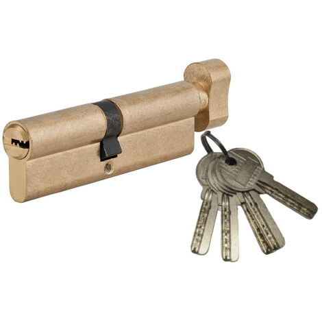 Cylindre de serrure 50Bx30mm – Laiton anti-arrachement – 6 goupilles – 5 clés plates réversibles en acier nickelé – SP