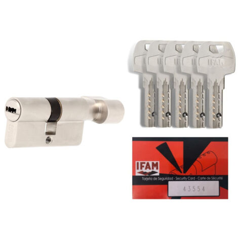 Ifam – Cylindre de serrure haute sûreté 30x30mm – 6 goupilles – 5 clés réversibles – Fonction débrayable – Compatible profil européen