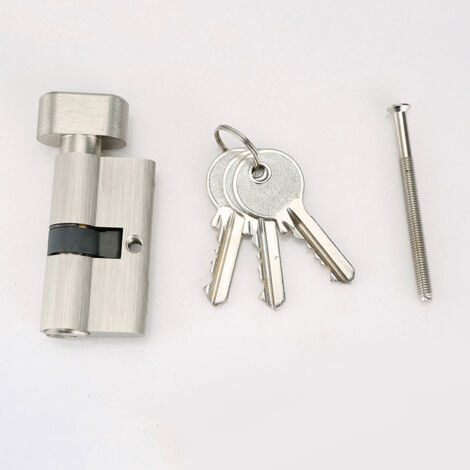Cylindre de Serrure à Bouton 30x30 mm pour Porte Extérieure/Entrée, 4 Goupilles, 3 Clés, Nickelé