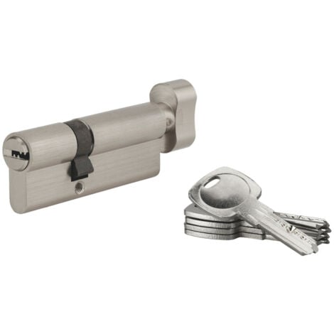 THIRARD Cylindre de serrure à bouton Tiger 6, 50Bx30mm, nickel, anti-arrachement, anti-perçage, 5 clés
