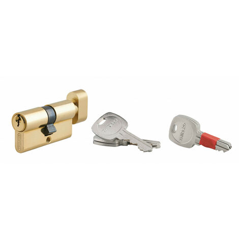 Thirard – Cylindre de serrure à bouton modifiable 30x30mm – Anti-arrachement et anti-perçage – Laiton – 5 goupilles – 2 jeux de clés (3 clés chacun) - 30bx30mm