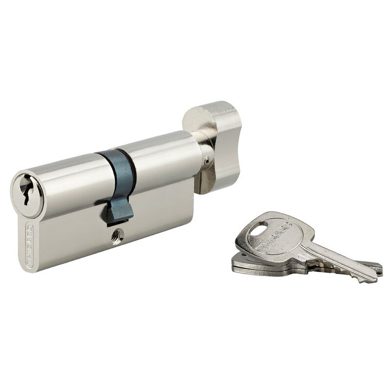 Cylindre de serrure à bouton STD, anti-arrachement, 35Bx35mm, nickelé, 3 clésThirard