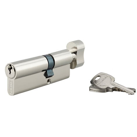 THIRARD Cylindre de serrure à bouton STD, UNIKEY (achetez-en plusieurs, ouvrez avec la même clé),30Bx50mm, 3 clés, nickelé