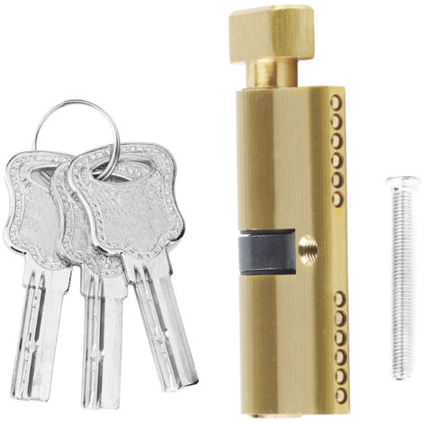 Cylindre de Serrure Antivol en Laiton avec 3 Clés, Sécurité Renforcée pour Porte d'Entrée et Chambre à Coucher