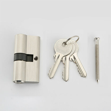Cylindre de Serrure Débrayable 30x30 mm pour Porte Extérieure/Entrée, 6 Goupilles,3 Clés, Nickelé