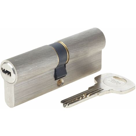 Cylindre de Serrure Débrayable 30x40 mm, 6 Goupilles - Porte Extérieure, Porte Intérieure, Porte d'Entrée - YC1000+ - 4 Clés réversibles, Nickelé