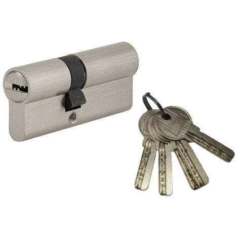 Cylindre de serrure double entrée 5G 45x50mm – Nickel anti-arrachement – 5 clés crantées – 5 goupilles pour sécurité accrue – SP