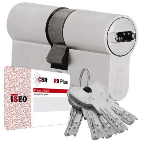 Cylindre de serrure double entrée R9+ nickelé 30x40mm – 5 clés incluses – Protection contre la duplication – Pour bois dur – Is&Eacute