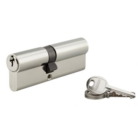 THIRARD Cylindre de serrure double entrée SA, 40x50mm, anti-arrachement, nickel, vis 40mm 3 clés