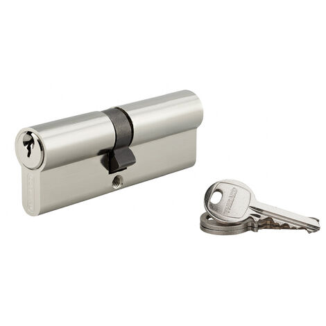 Cylindre de serrure double entrée SA UNIKEY (achetez-en plusieurs, ouvrez avec la même clé),  40x45mm, 3 clés, nickelé - THIRARD